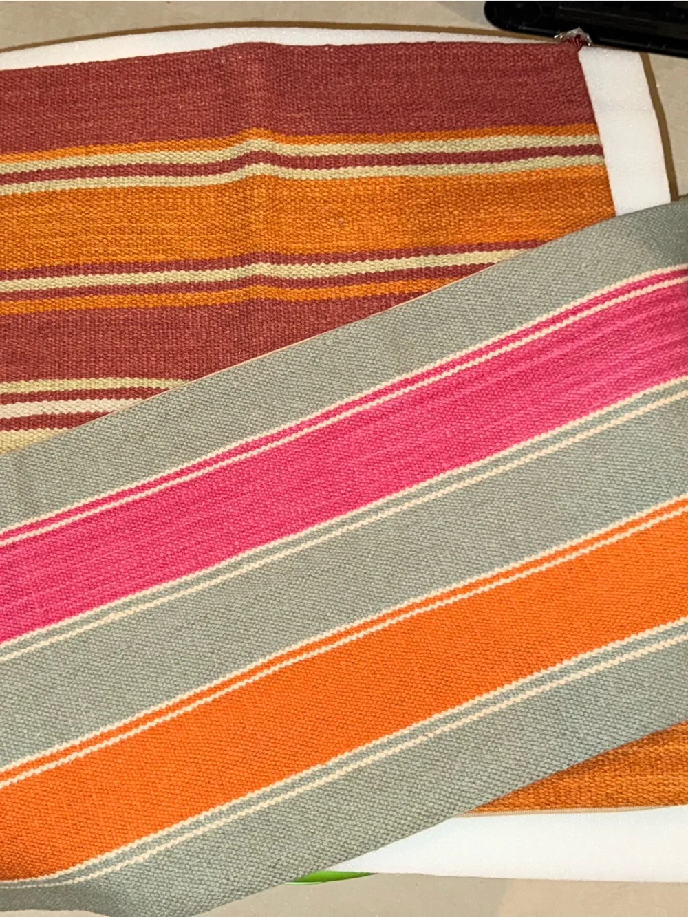 New Pottery Barn Bold Stripe Kilim Pillow Cover, Tassels, 24”, 2012